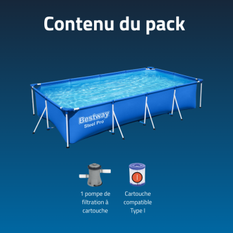 Piscine Tubulaire Rect. Bestway Steel Pro 400x211 Bleue