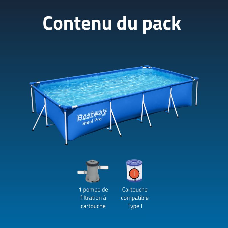 Piscine Tubulaire Rect. Bestway Steel Pro 400x211 Bleue