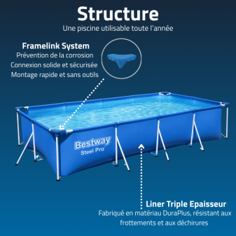 Piscine Tubulaire Rect. Bestway Steel Pro 400x211 Bleue
