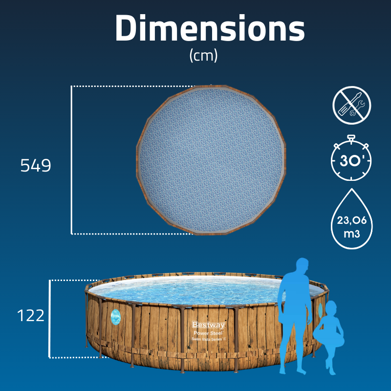 Piscine Tubulaire Ronde Bestway Power Steel Swim Vista 549x122