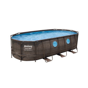 Piscine hors sol - Ovale - Power Steel Swim Vista - Effet Rotin - 549 x 274 x 122 cm
