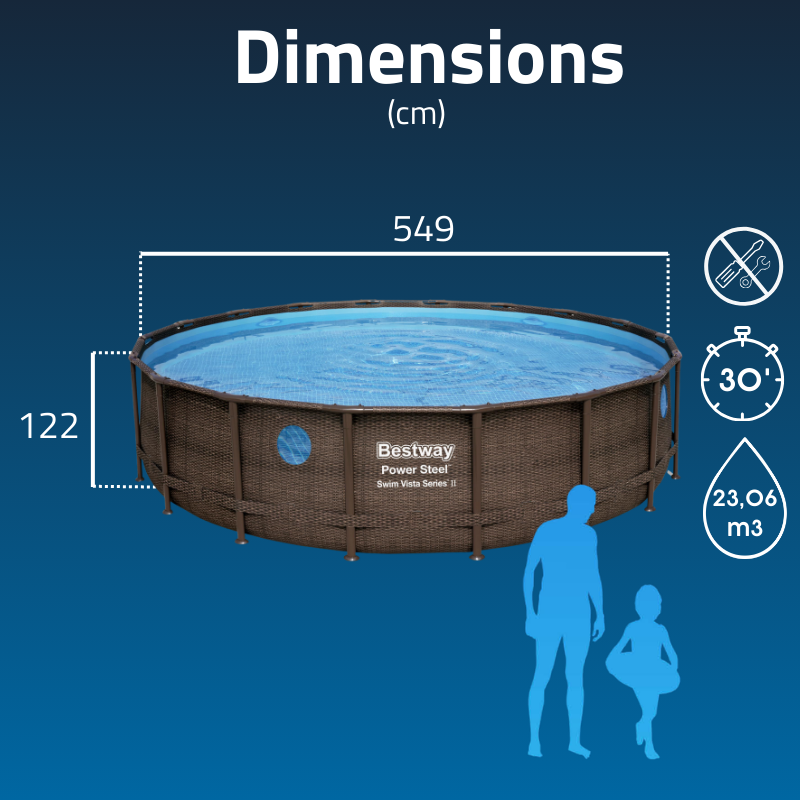 Piscine Tubulaire Ronde Bestway Swim Vista II 549x122 Bois