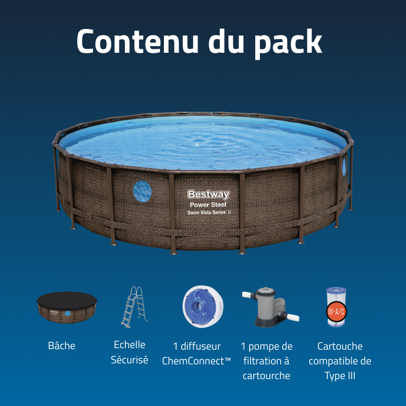 Piscine Tubulaire Ronde Bestway Swim Vista II 549x122 Bois