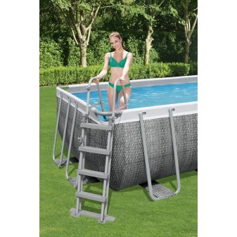 Piscine hors sol rectangle Power Steel 549 x 274 x 122 cm rotin gris