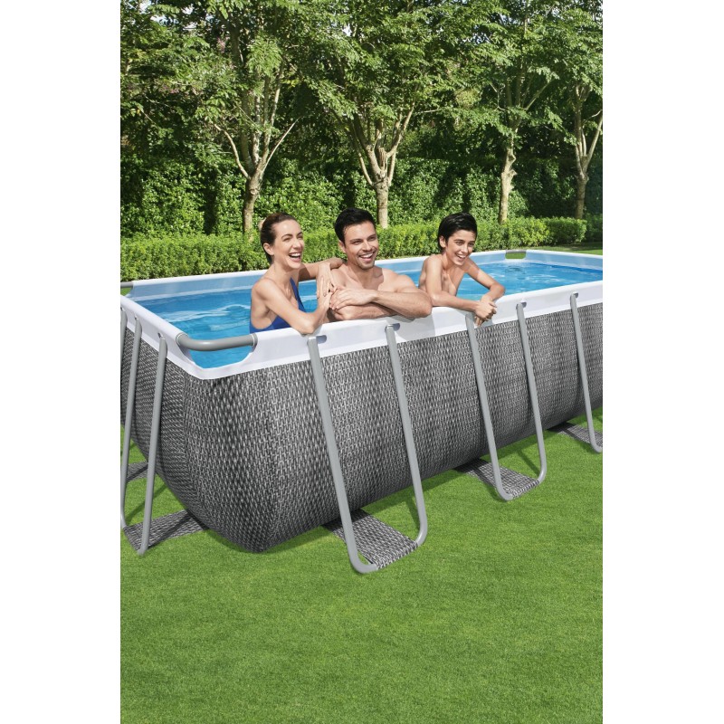 Piscine hors sol rectangle Power Steel 549 x 274 x 122 cm rotin gris