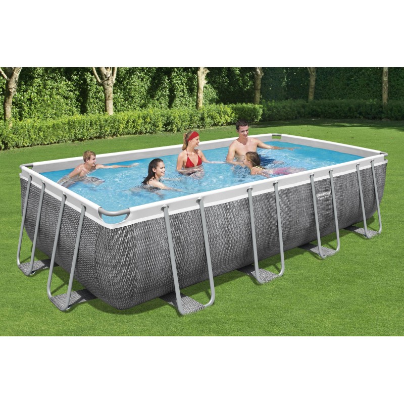 Piscine hors sol rectangle Power Steel 549 x 274 x 122 cm rotin gris