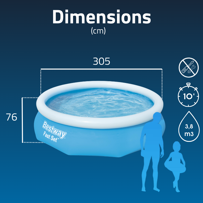 Piscine Gonflable Ronde Bestway Fast Set 305x76 Bleue