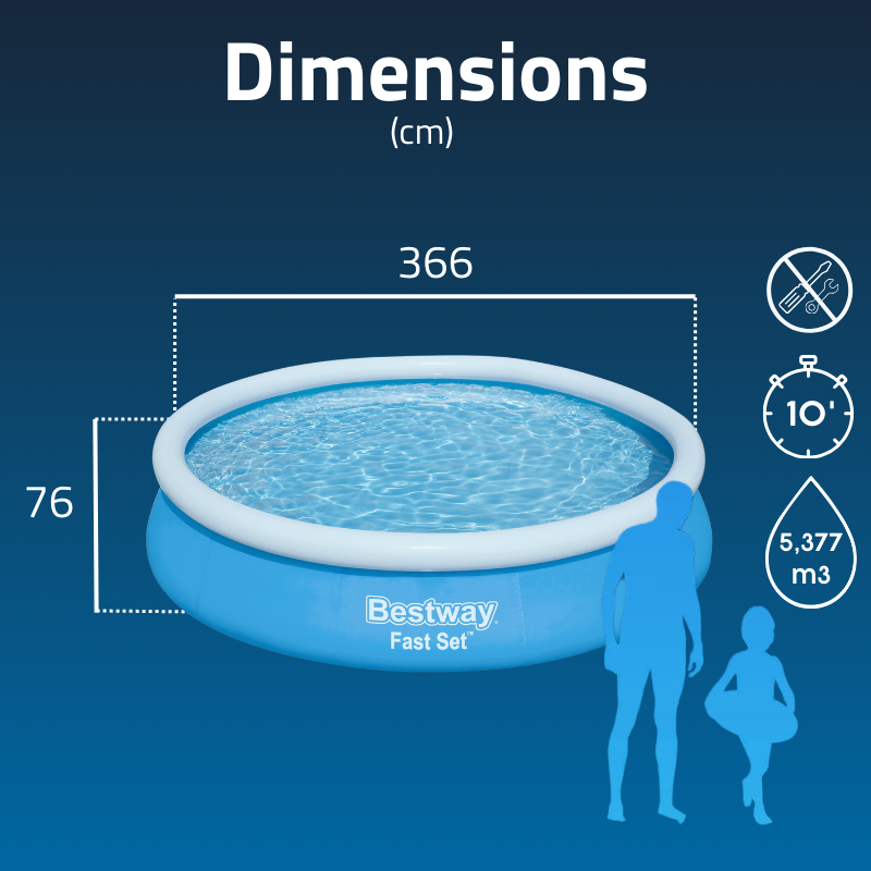 Piscine Gonflable Ronde Bestway Fast Set 366x76 Bleue