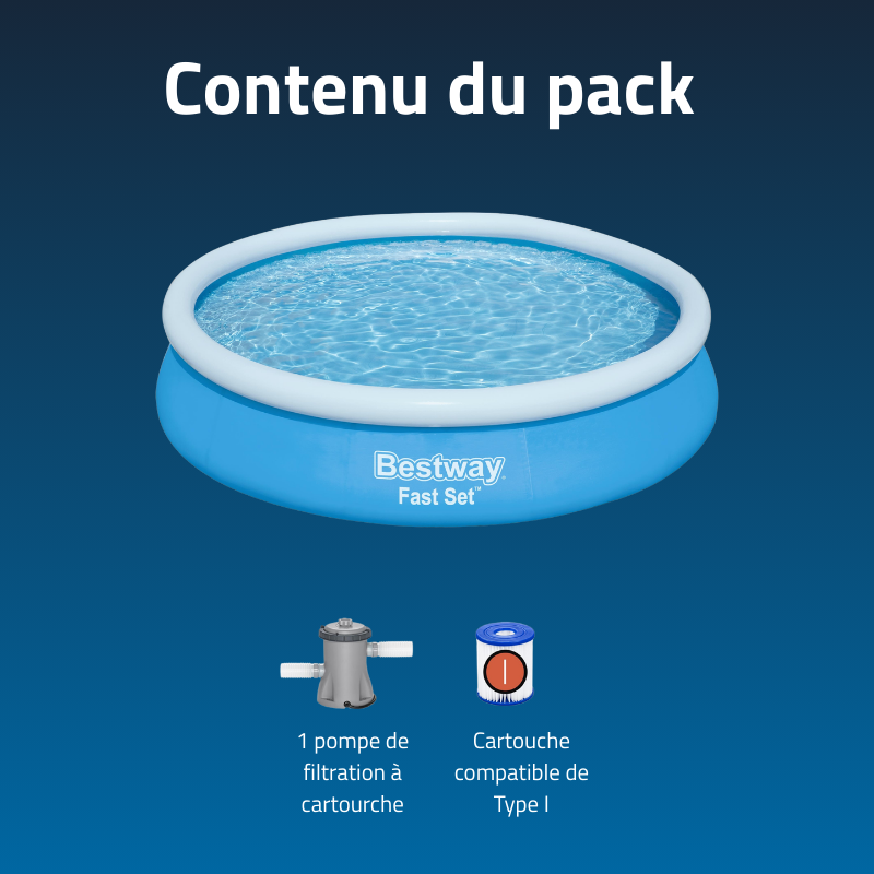 Piscine Gonflable Ronde Bestway Fast Set 366x76 Bleue