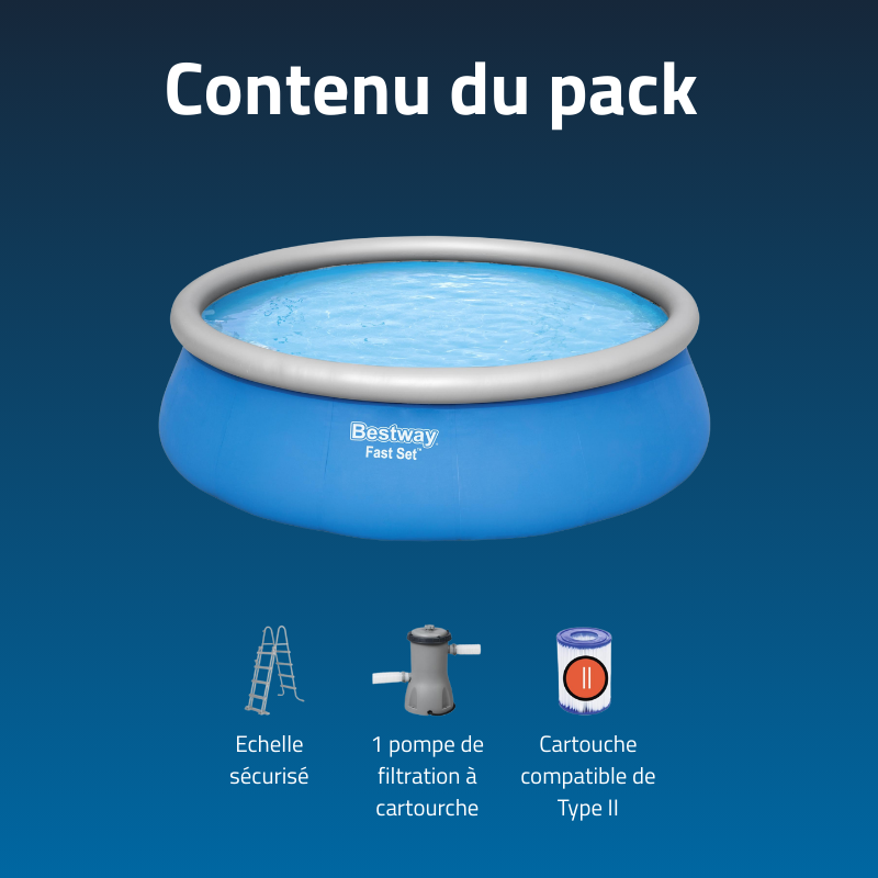 Piscine Gonflable Ronde Bestway Fast Set 457x122 Bleue