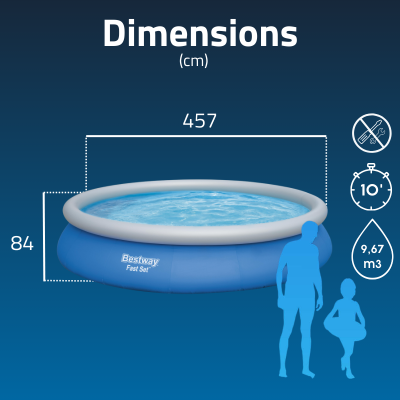 Piscine Gonflable Ronde Bestway Fast Set 457x84 Bleue