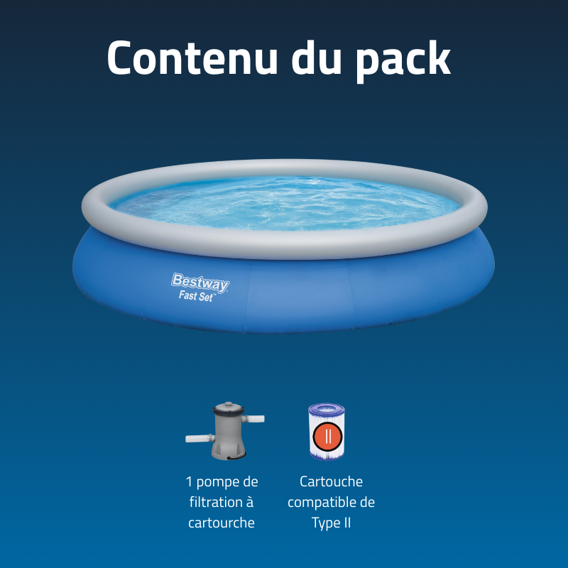 Piscine Gonflable Ronde Bestway Fast Set 457x84 Bleue