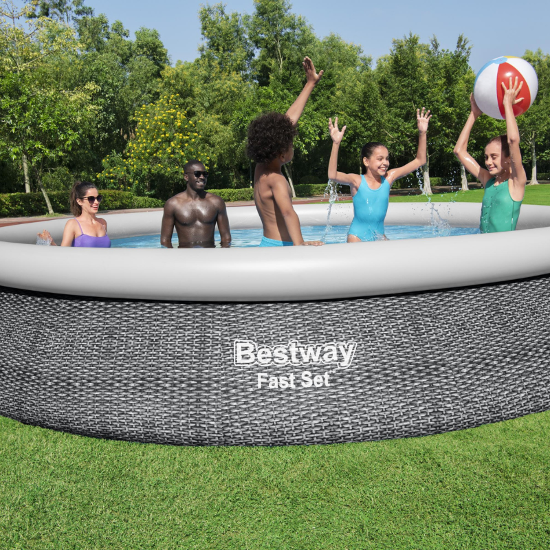 Piscine Gonflable Ronde Bestway Fast Set 457x84 Rotin
