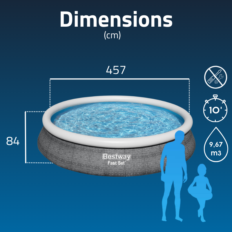 Piscine Gonflable Ronde Bestway Fast Set 457x84 Rotin