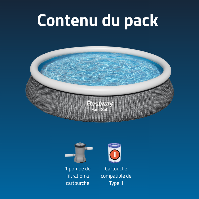 Piscine Gonflable Ronde Bestway Fast Set 457x84 Rotin