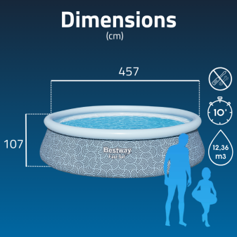 Piscine Gonflable Ronde Bestway Fast Set 457cm Géométrique