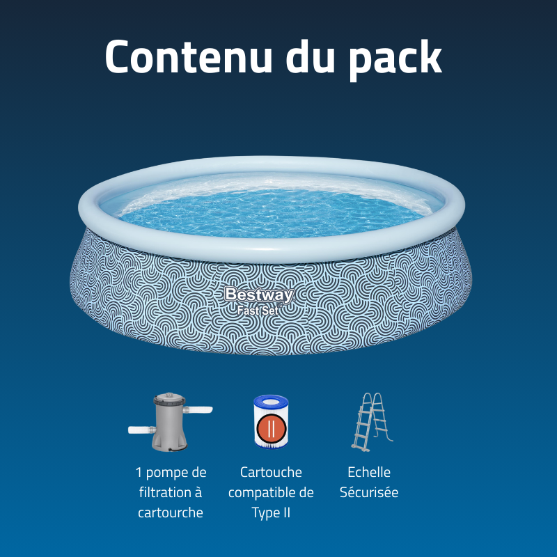 Piscine Gonflable Ronde Bestway Fast Set 457cm Géométrique