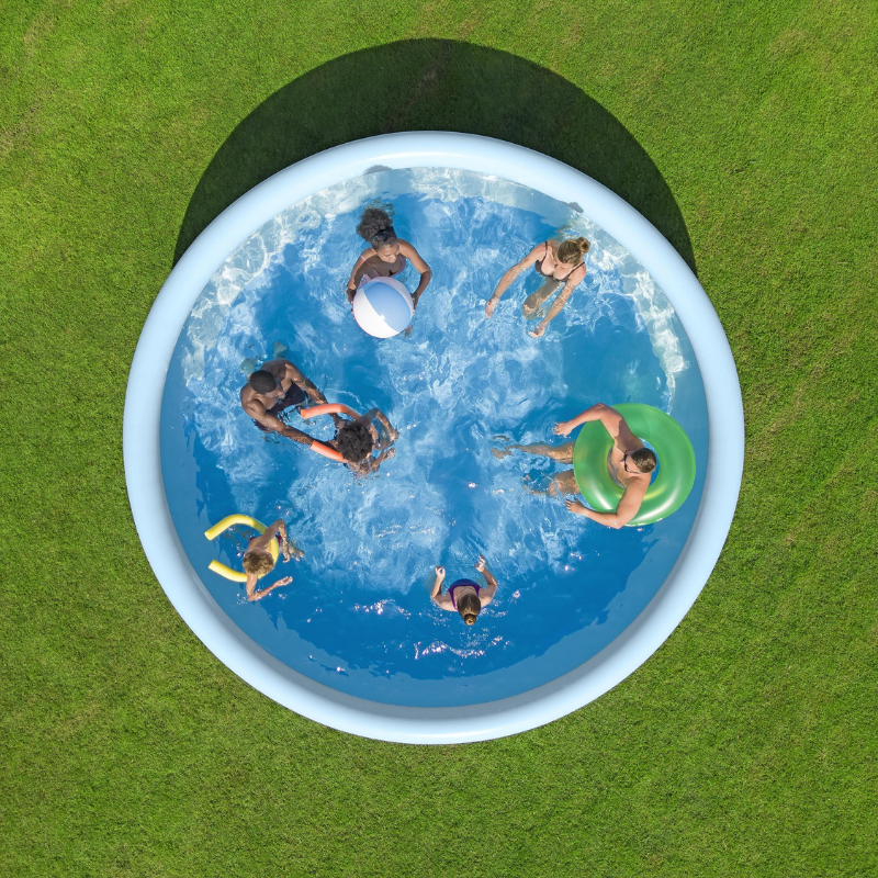 Piscine Gonflable Ronde Bestway Fast Set 457cm Imprimé Rotin