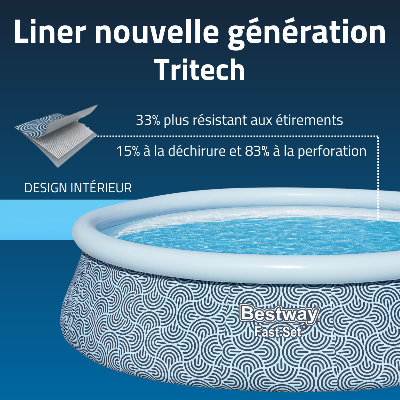 Piscine Gonflable Ronde Bestway Fast Set 457cm Géométrique