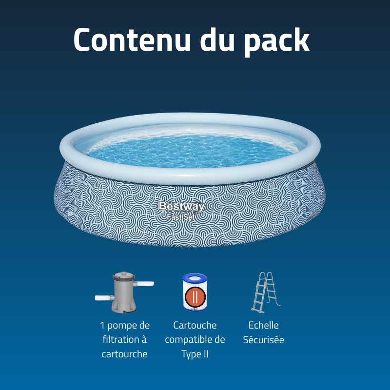 Piscine Gonflable Ronde Bestway Fast Set 396x84 Bleue