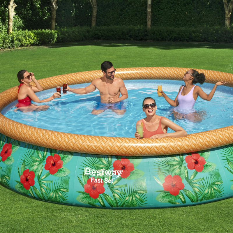 Piscine Gonflable Ronde Bestway Fast Set 457x84 Tropical