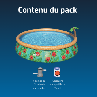 Piscine Gonflable Ronde Bestway Fast Set 457x84 Tropical