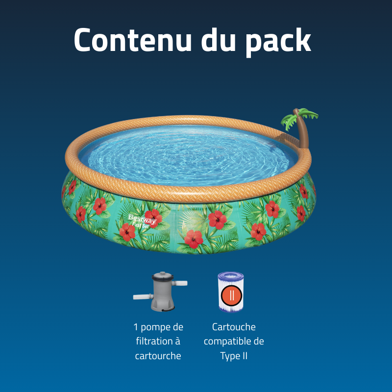 Piscine Gonflable Ronde Bestway Fast Set 457x84 Tropical