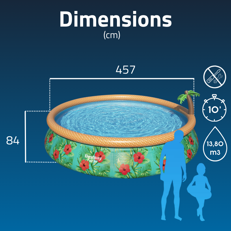 Piscine Gonflable Ronde Bestway Fast Set 457x84 Tropical