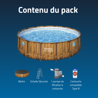 Piscine hors sol ronde  488x122 cm Power Steel Swim Vista