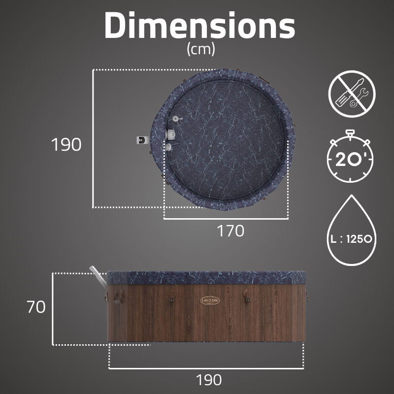 Spa gonflable rond Lay-Z-Spa Toronto Smart AirJet 5-7 personnes écoénergétique WIFI Bestway