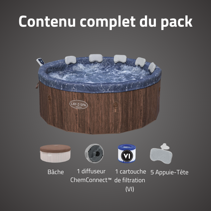 Spa gonflable rond Lay-Z-Spa Toronto Smart AirJet 5-7 personnes écoénergétique WIFI Bestway