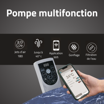 Spa gonflable rond Lay-Z-Spa Toronto Smart AirJet 5-7 personnes écoénergétique WIFI Bestway