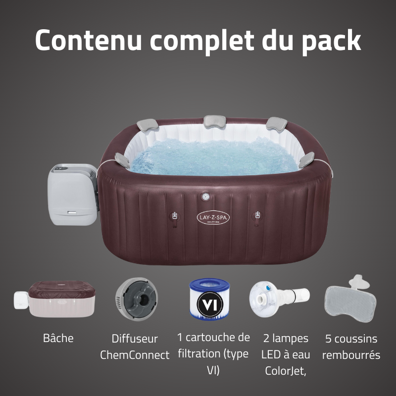 Spa gonflable carré Lay-Z-Spa Maldives HydroJet Pro 5-7 personnes WIFI Bestway Spa gonflable carré Lay-Z-Spa Maldives HydroJet Pro 5-7 personnes WIFI Bestway