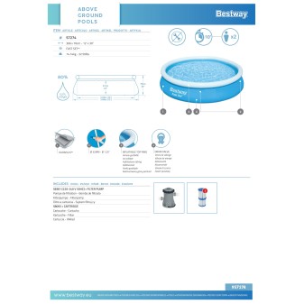 Piscine autoportante ronde Fast Set 366 x 76 cm avec filtration