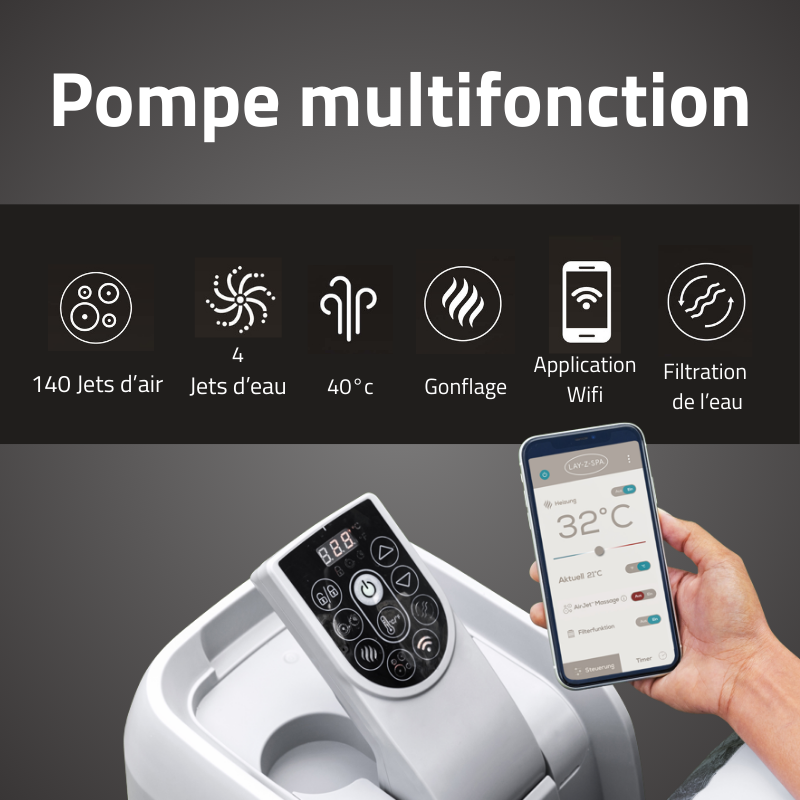 Spa gonflable rond Lay-Z-Spa Dominica HydroJet 4-6 personnes WIFI Bestway