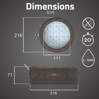 Spa gonflable rond Lay-Z-Spa Bali Smart AirJet™ 5-7 personnes éco-énergétique avec contrôle par appli