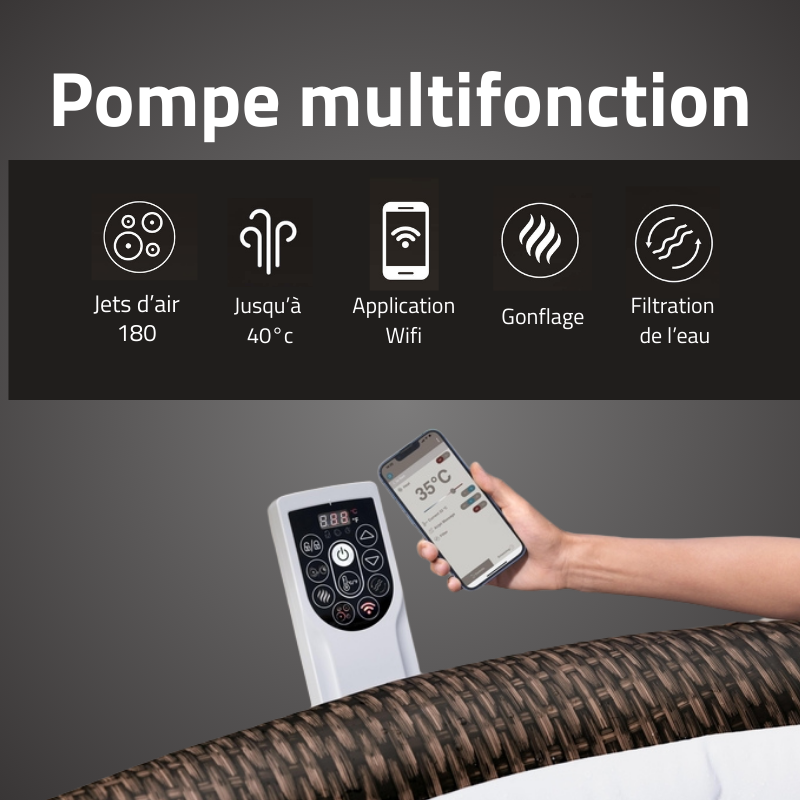 Spa gonflable rond Lay-Z-Spa Bali Smart AirJet™ 5-7 personnes éco-énergétique avec contrôle par appli