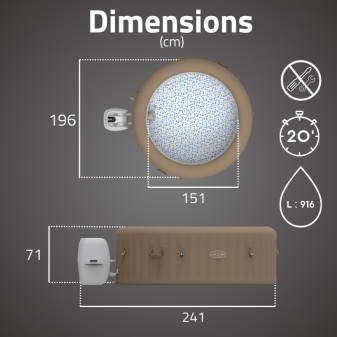 Spa gonflable rond Lay-Z-Spa Palm Springs 4-6 personnes 140 jets d'air Spa gonflable rond Lay-Z-Spa Palm Springs 4-6 personnes 140 jets d'air