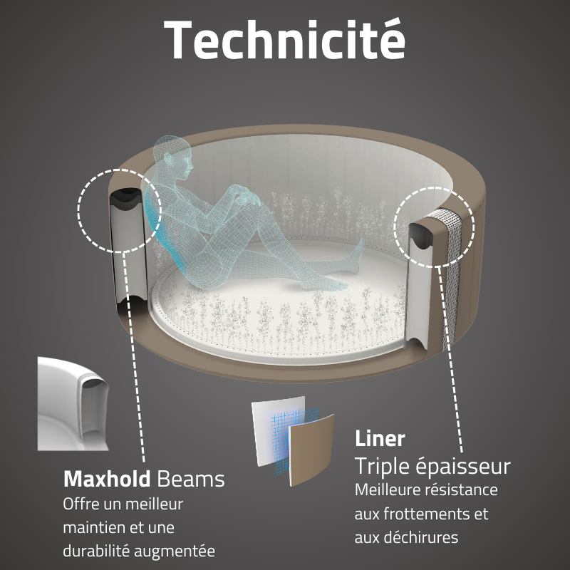 Spa gonflable rond Lay-Z-Spa Palm Springs 4-6 personnes 140 jets d'air Spa gonflable rond Lay-Z-Spa Palm Springs 4-6 personnes 140 jets d'air