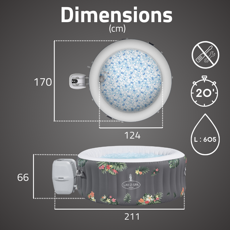 Spa gonflable rond Lay-Z-Spa Aruba Airjet 2-3 personnes