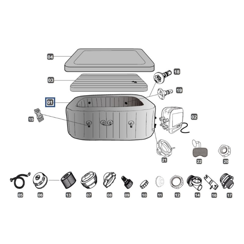 Liner de remplacement pour Lay-Z Spa San Francisco HydroJet Pro Bestway 2.30 x 2.30 m x 71 cm Liner de remplacement pour Lay-Z Spa San Francisco HydroJet Pro Bestway 2.30 x 2.30 m x 71 cm
