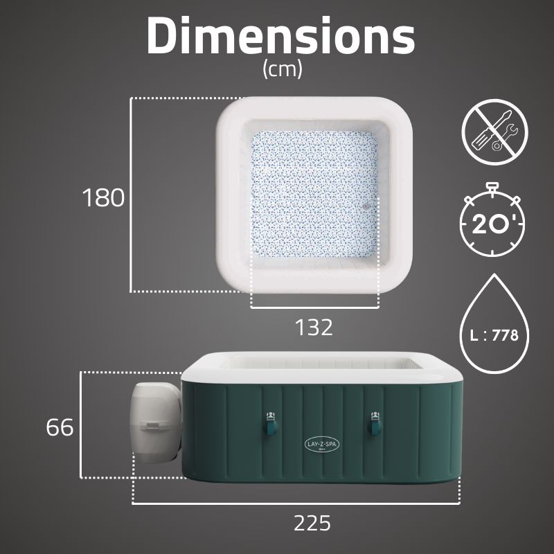 Spa gonflable carré 4-6 places Lay-Z-Spa Ibiza Airjet