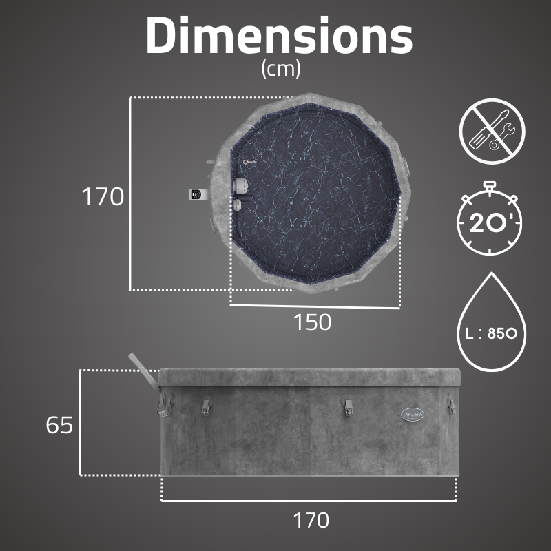 Spa semi-rigide rond Lay-Z-Spa Carrara Smart AirJet 4-6 personnes WIFI Bestway