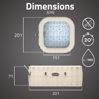 Spa gonflable carré Lay-Z-Spa Rome Smart AirJet EnergySense 5-7 personnes WIFI Bestway