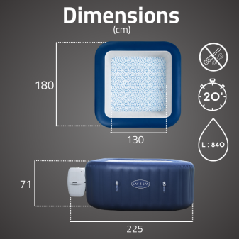Spa gonflable carré 4-6 places Lay-Z-Spa Hawai Airjet