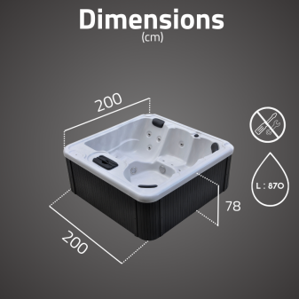 Spa acrylique rectangulaire 5 places  200 x 200 x 78 cm