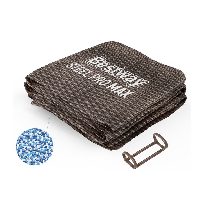 Liner rotin marron avec anneau plastique pour piscine Steel Pro MAX ronde - 366 x 100 cm