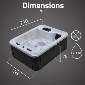 Spa  acrylique rectangulaire 3 places 210 x 158 x 75 cm