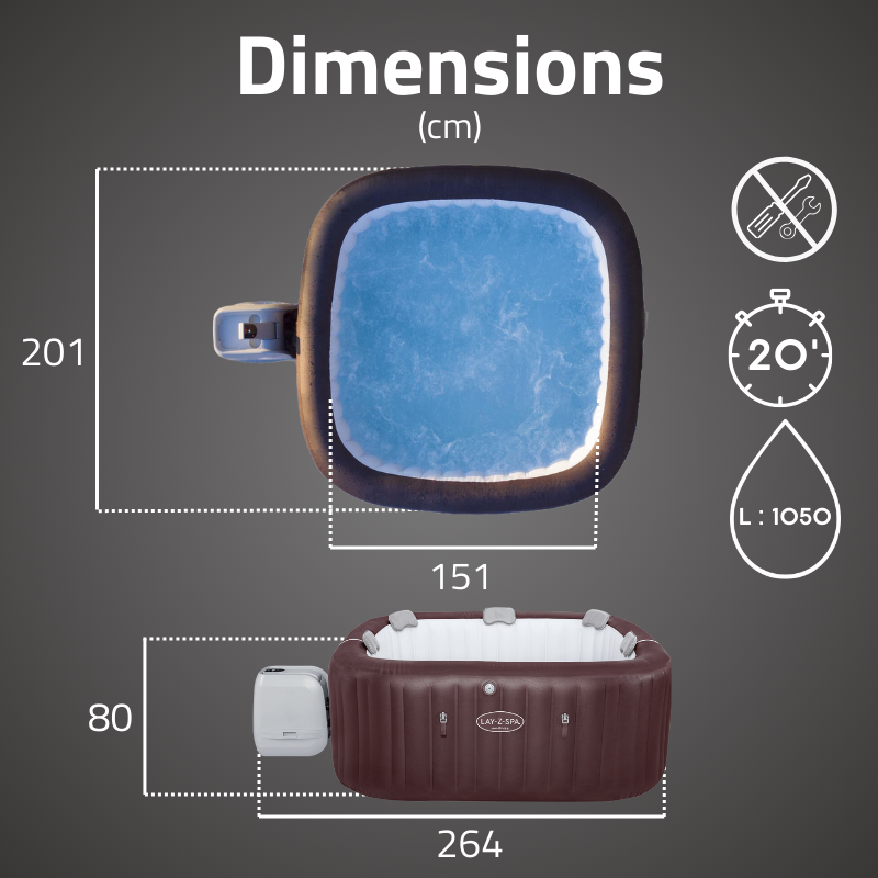 Spa gonflable carré Lay-Z-Spa Maldives Hydrojet Pro 5-7 personnes