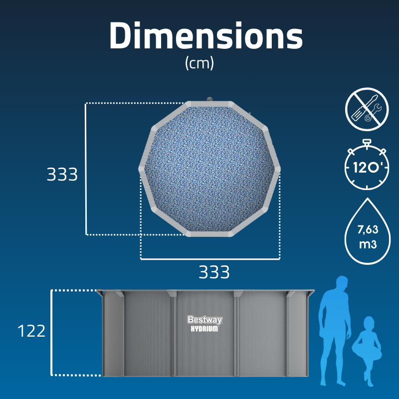 Piscine Acier Ronde Bestway Hydrium 305x122 Gris Clair